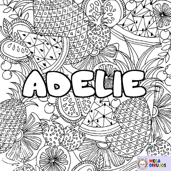 Coloración del nombre ADELIE - decorado mandala de frutas