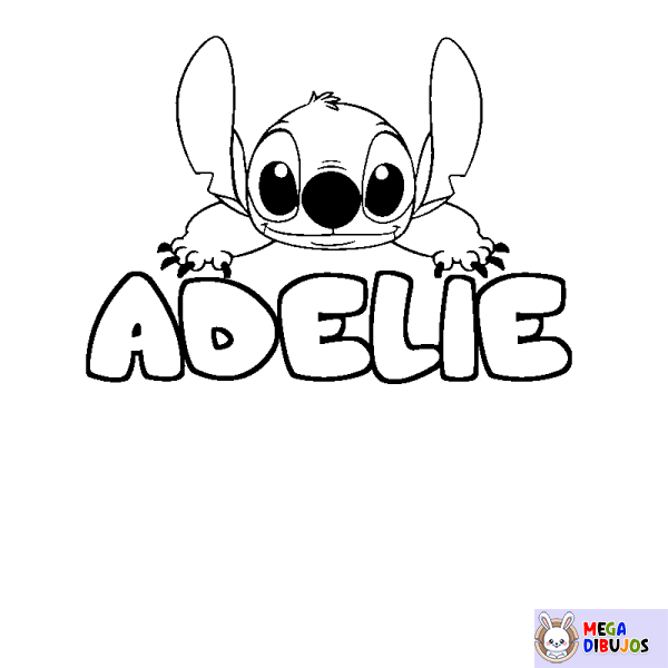 Coloración del nombre ADELIE - decorado Stitch