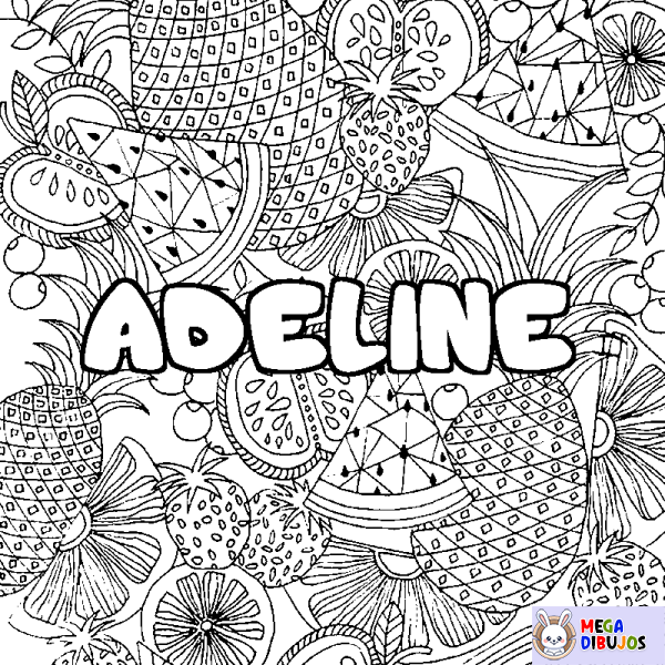 Coloración del nombre ADELINE - decorado mandala de frutas