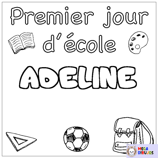Coloración del nombre ADELINE - decorado primer d&iacute;a de escuela