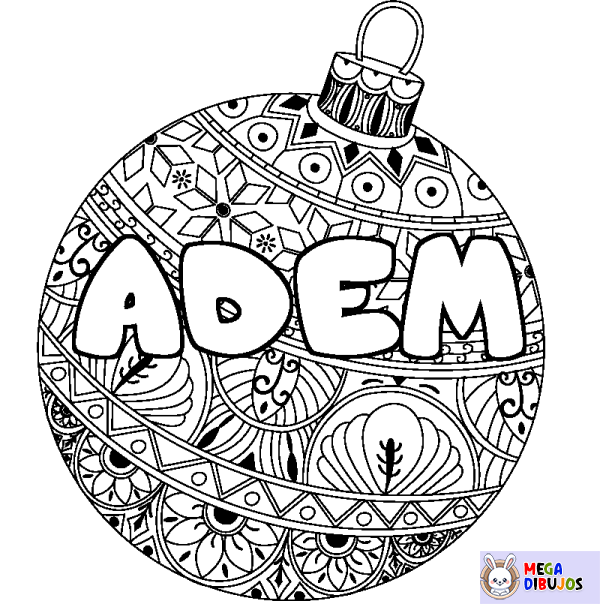 Coloración del nombre ADEM - decorado bola de Navidad