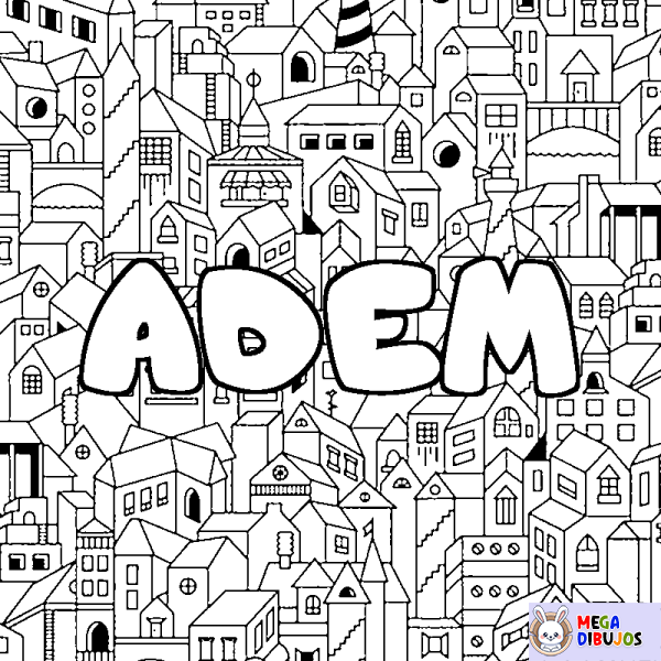 Coloración del nombre ADEM - decorado ciudad