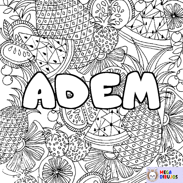 Coloración del nombre ADEM - decorado mandala de frutas