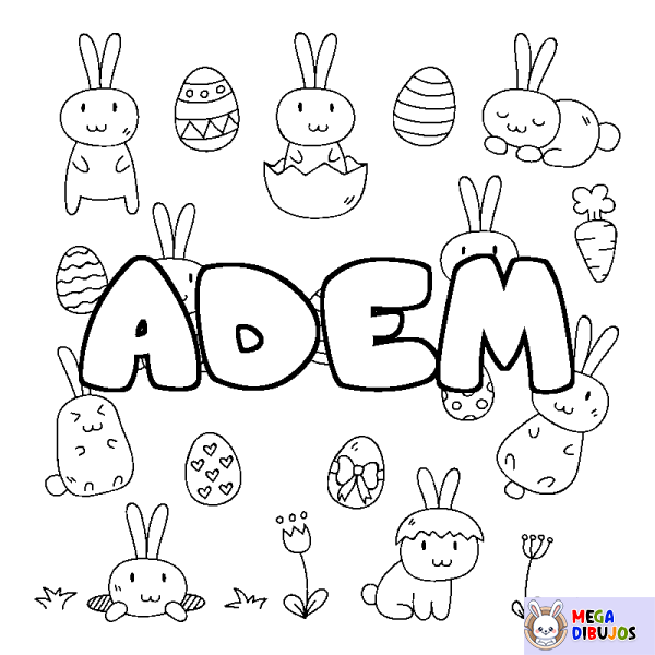 Coloración del nombre ADEM - decorado Pascua