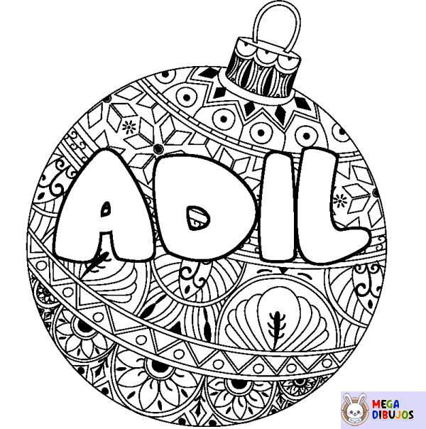 Coloración del nombre ADIL - decorado bola de Navidad