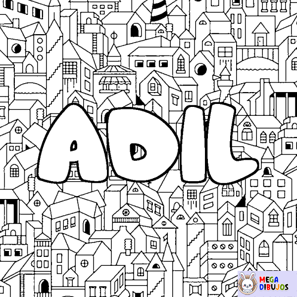 Coloración del nombre ADIL - decorado ciudad