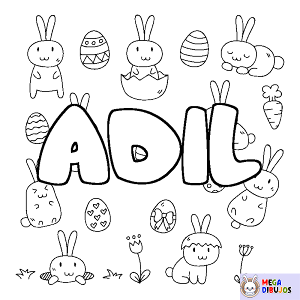 Coloración del nombre ADIL - decorado Pascua