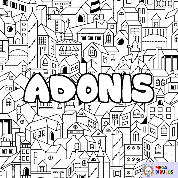 Coloración del nombre ADONIS - decorado ciudad