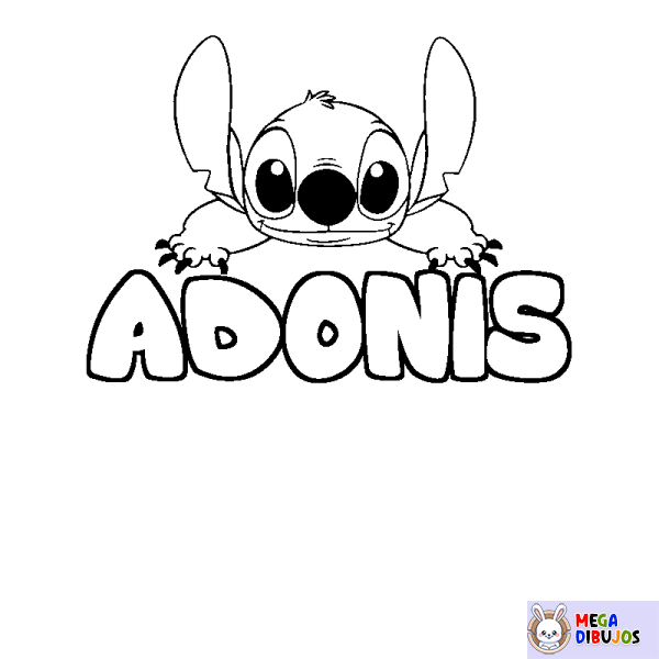 Coloración del nombre ADONIS - decorado Stitch