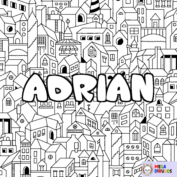 Coloración del nombre ADRIAN - decorado ciudad