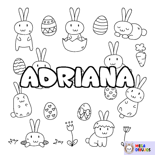 Coloración del nombre ADRIANA - decorado Pascua
