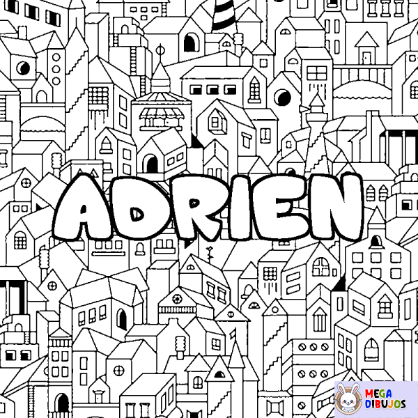 Coloración del nombre ADRIEN - decorado ciudad