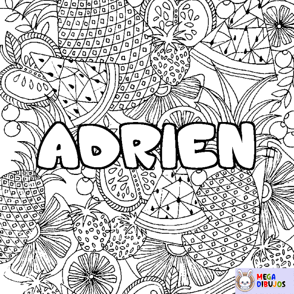 Coloración del nombre ADRIEN - decorado mandala de frutas