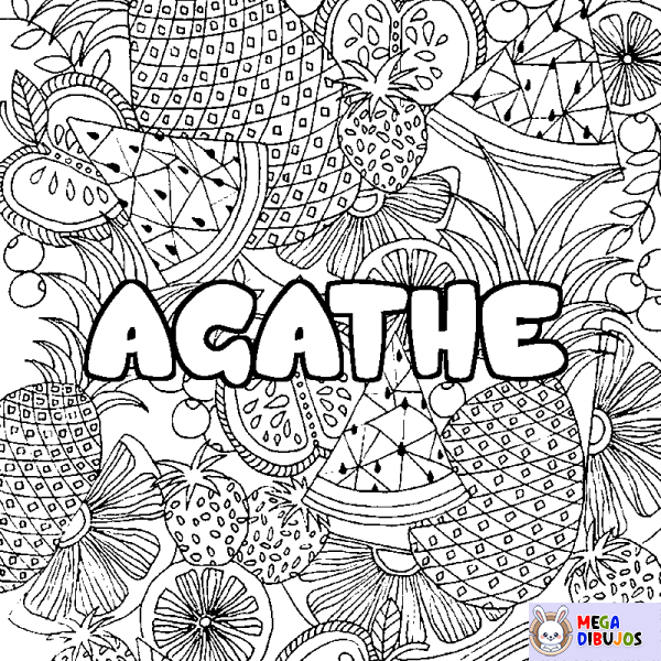 Coloración del nombre AGATHE - decorado mandala de frutas