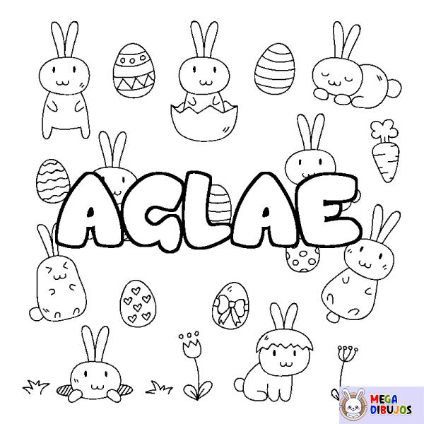 Coloración del nombre AGLAE - decorado Pascua