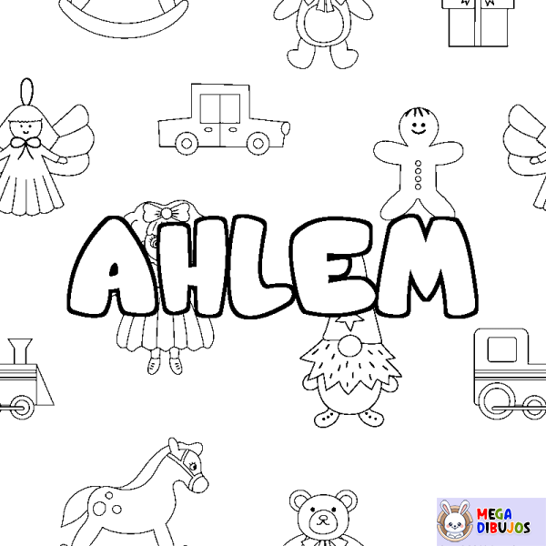 Coloración del nombre AHLEM - decorado juguetes