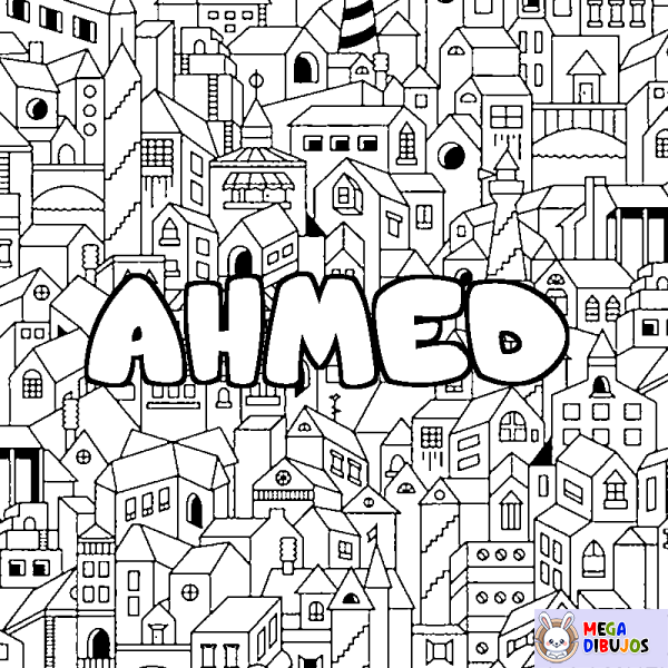 Coloración del nombre AHMED - decorado ciudad