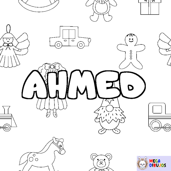 Coloración del nombre AHMED - decorado juguetes