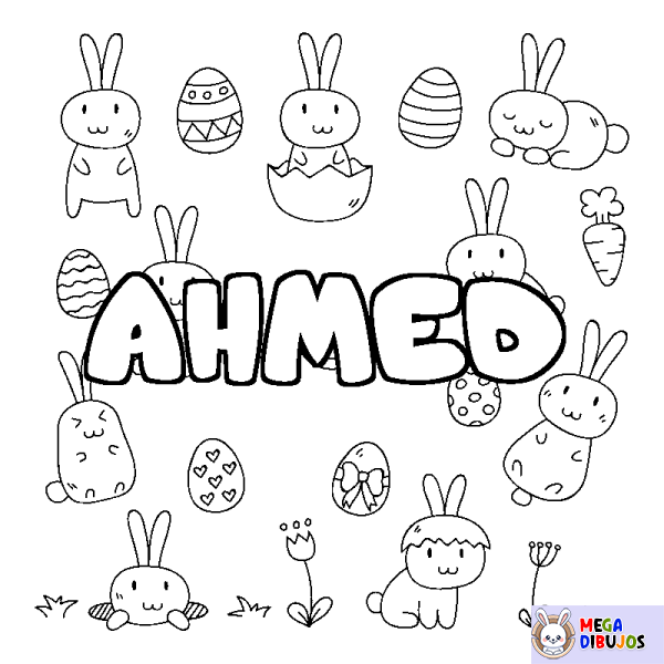 Coloración del nombre AHMED - decorado Pascua