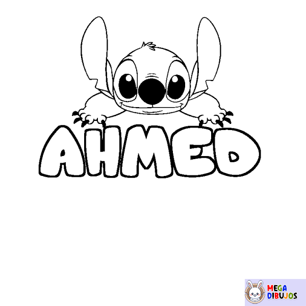 Coloración del nombre AHMED - decorado Stitch