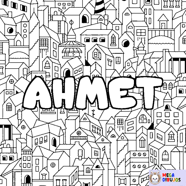 Coloración del nombre AHMET - decorado ciudad