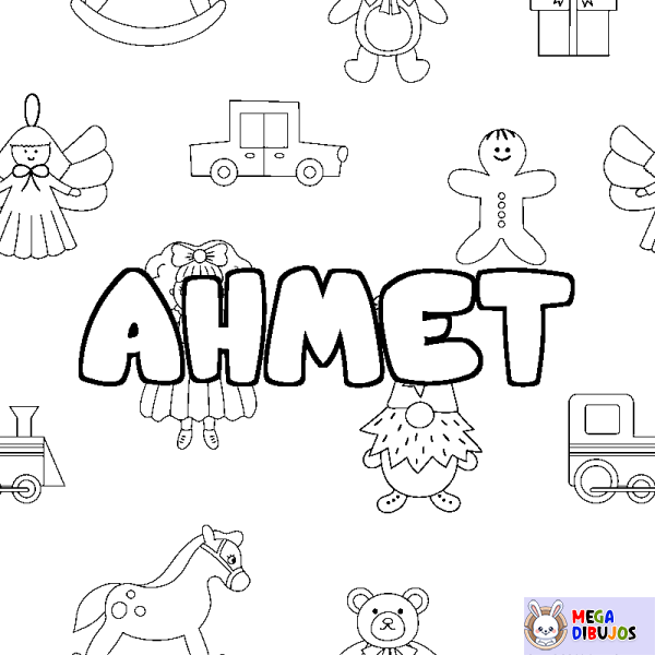 Coloración del nombre AHMET - decorado juguetes