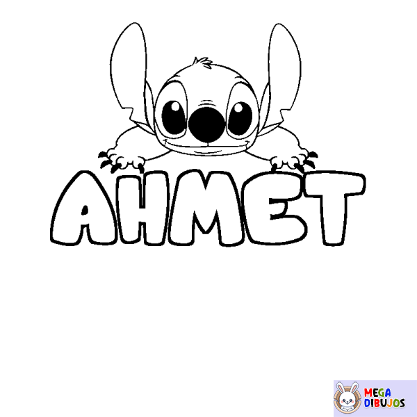 Coloración del nombre AHMET - decorado Stitch