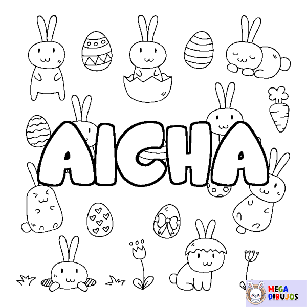 Coloración del nombre AICHA - decorado Pascua