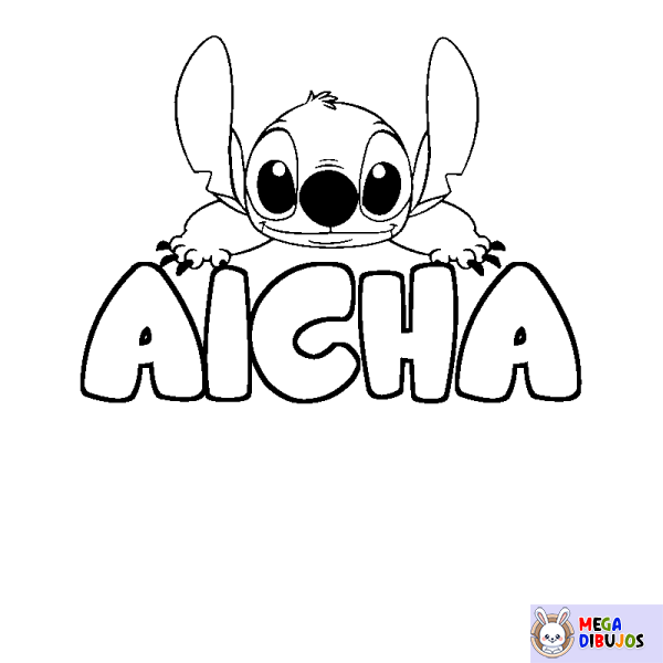 Coloración del nombre AICHA - decorado Stitch