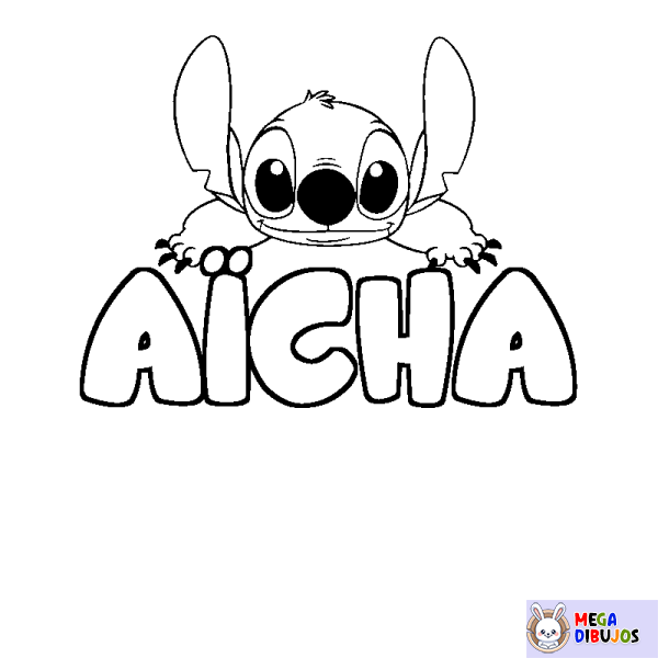 Coloración del nombre A&Iuml;CHA - decorado Stitch