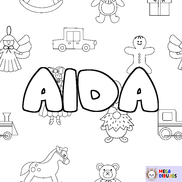 Coloración del nombre AIDA - decorado juguetes