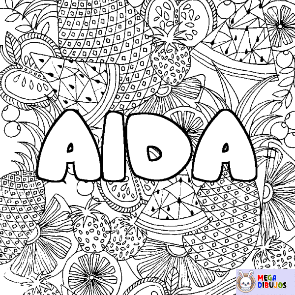 Coloración del nombre AIDA - decorado mandala de frutas
