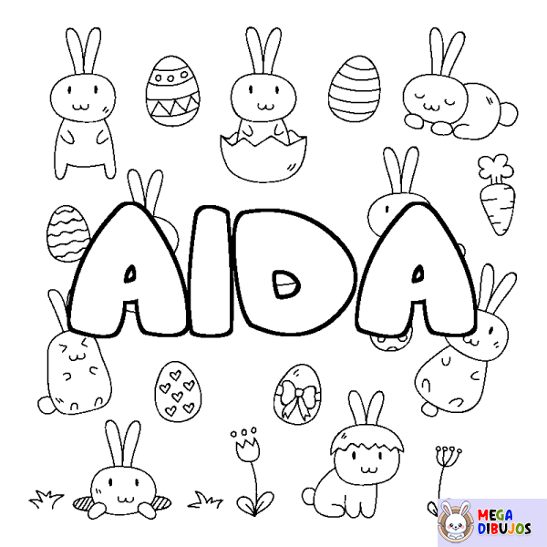 Coloración del nombre AIDA - decorado Pascua