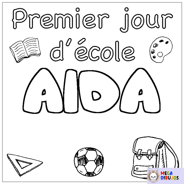Coloración del nombre AIDA - decorado primer d&iacute;a de escuela