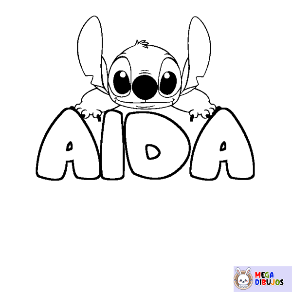 Coloración del nombre AIDA - decorado Stitch