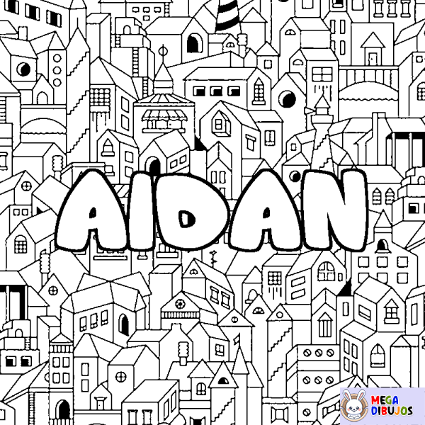 Coloración del nombre AIDAN - decorado ciudad