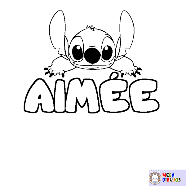 Coloración del nombre AIM&Eacute;E - decorado Stitch