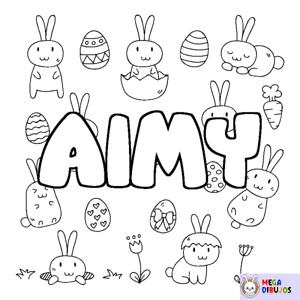 Coloración del nombre AIMY - decorado Pascua