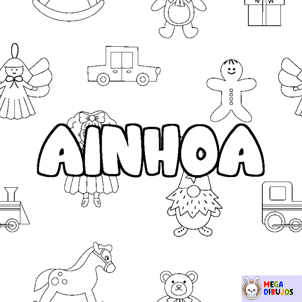 Coloración del nombre AINHOA - decorado juguetes