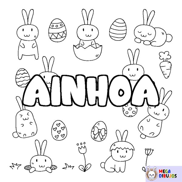 Coloración del nombre AINHOA - decorado Pascua