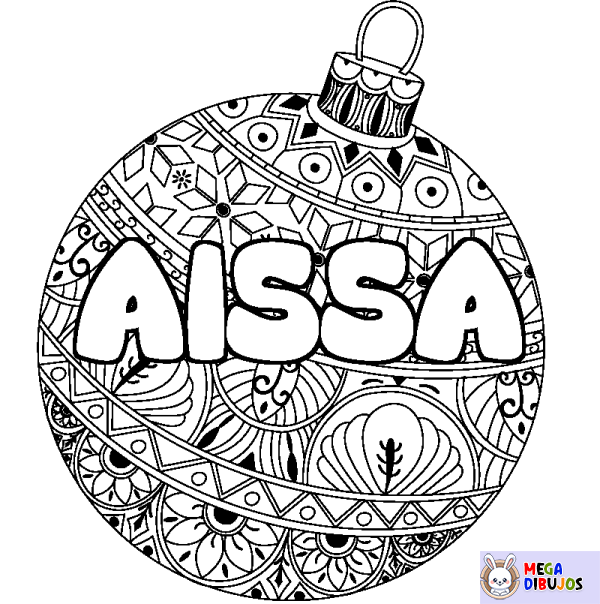 Coloración del nombre AISSA - decorado bola de Navidad