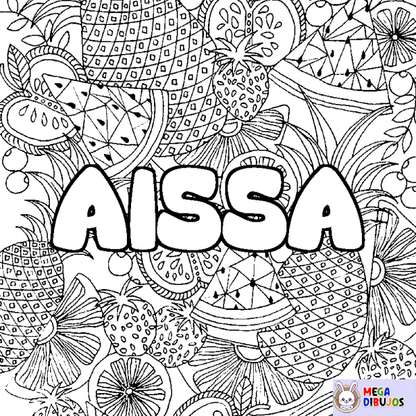 Coloración del nombre AISSA - decorado mandala de frutas