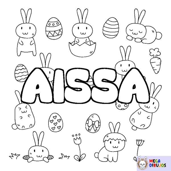 Coloración del nombre AISSA - decorado Pascua