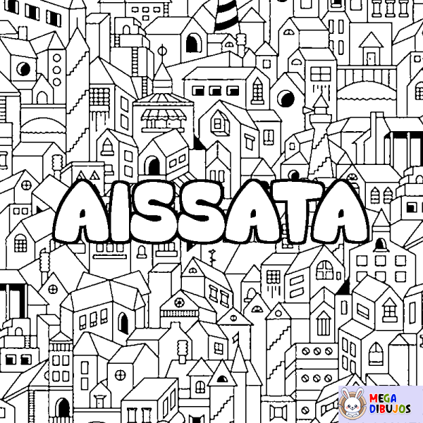 Coloración del nombre AISSATA - decorado ciudad