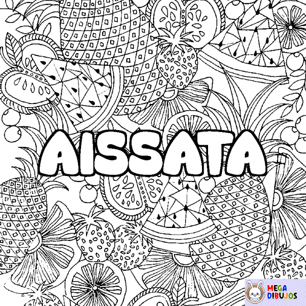 Coloración del nombre AISSATA - decorado mandala de frutas
