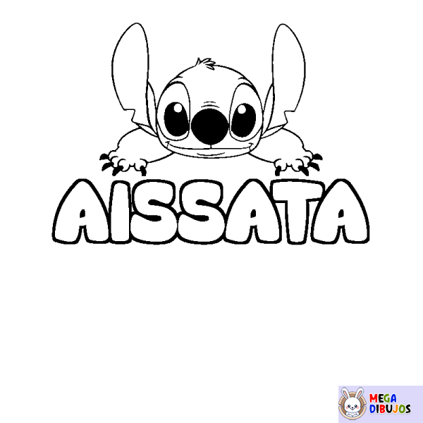 Coloración del nombre AISSATA - decorado Stitch