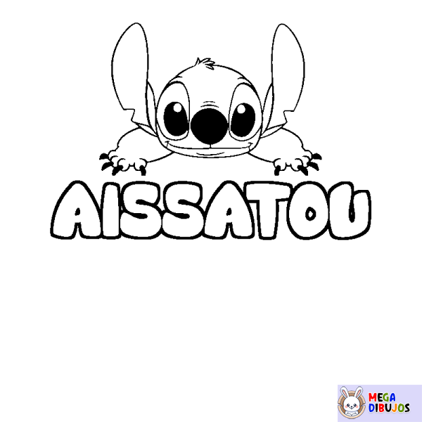 Coloración del nombre AISSATOU - decorado Stitch