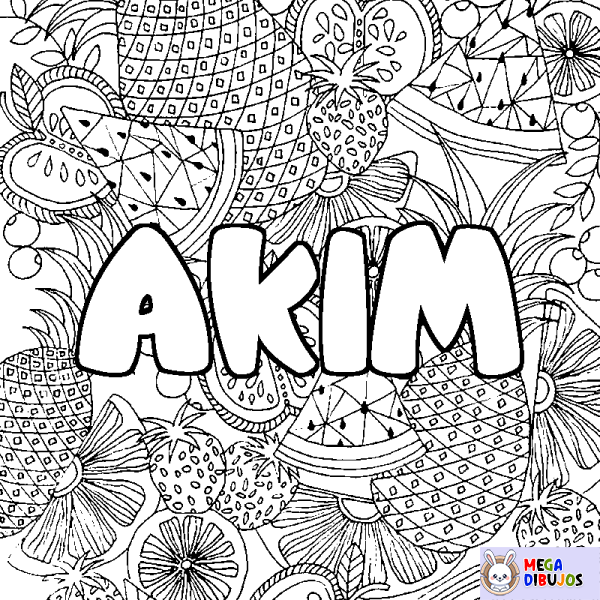 Coloración del nombre AKIM - decorado mandala de frutas