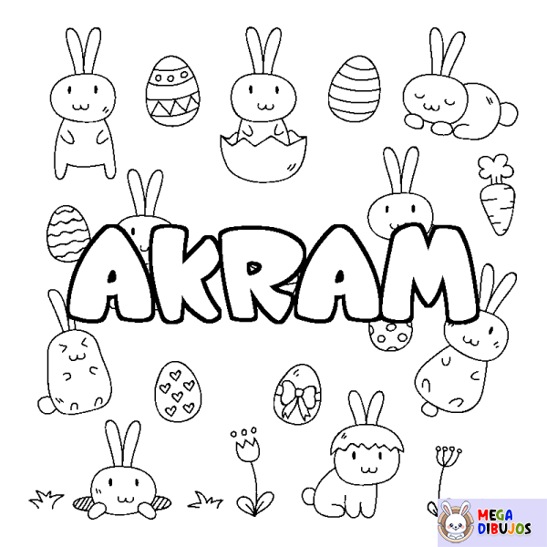 Coloración del nombre AKRAM - decorado Pascua