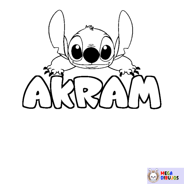 Coloración del nombre AKRAM - decorado Stitch